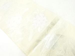 リサイクル　絽草花模様織出し袋帯